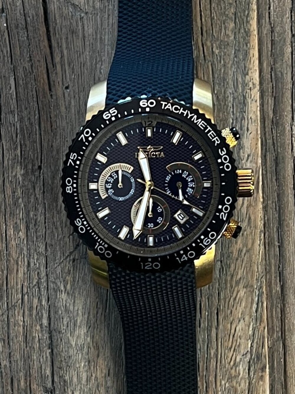 Invicta Specialty 30774 Chronograph Blue Dial Gold Tone Watch